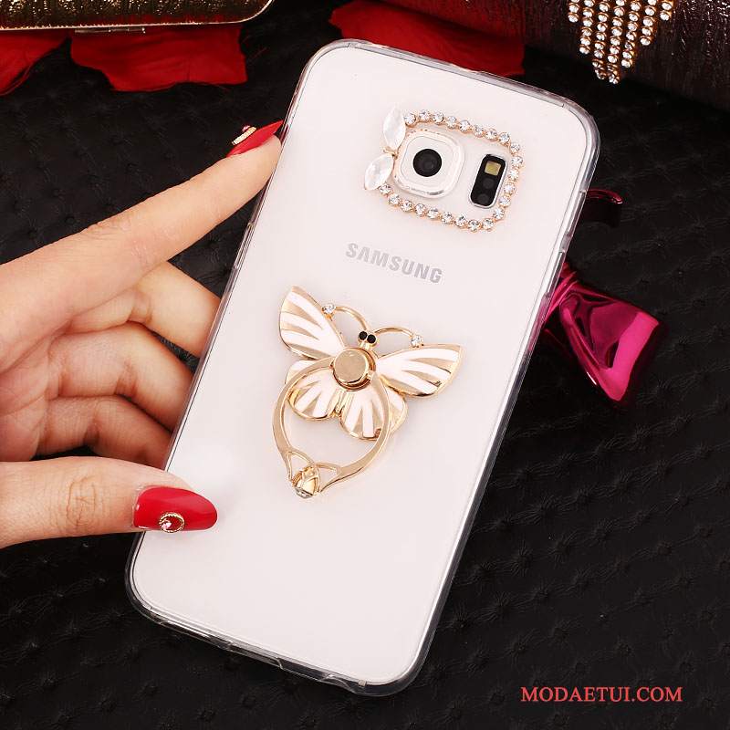 Futerał Samsung Galaxy S6 Edge + Rhinestone Złoto Ring, Etui Samsung Galaxy S6 Edge + Ochraniacz