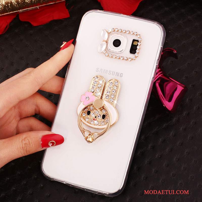 Futerał Samsung Galaxy S6 Edge + Rhinestone Złoto Ring, Etui Samsung Galaxy S6 Edge + Ochraniacz