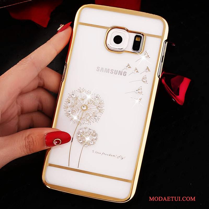 Futerał Samsung Galaxy S6 Edge Rhinestone Złotona Telefon, Etui Samsung Galaxy S6 Edge Ochraniacz Przezroczysty Trudno