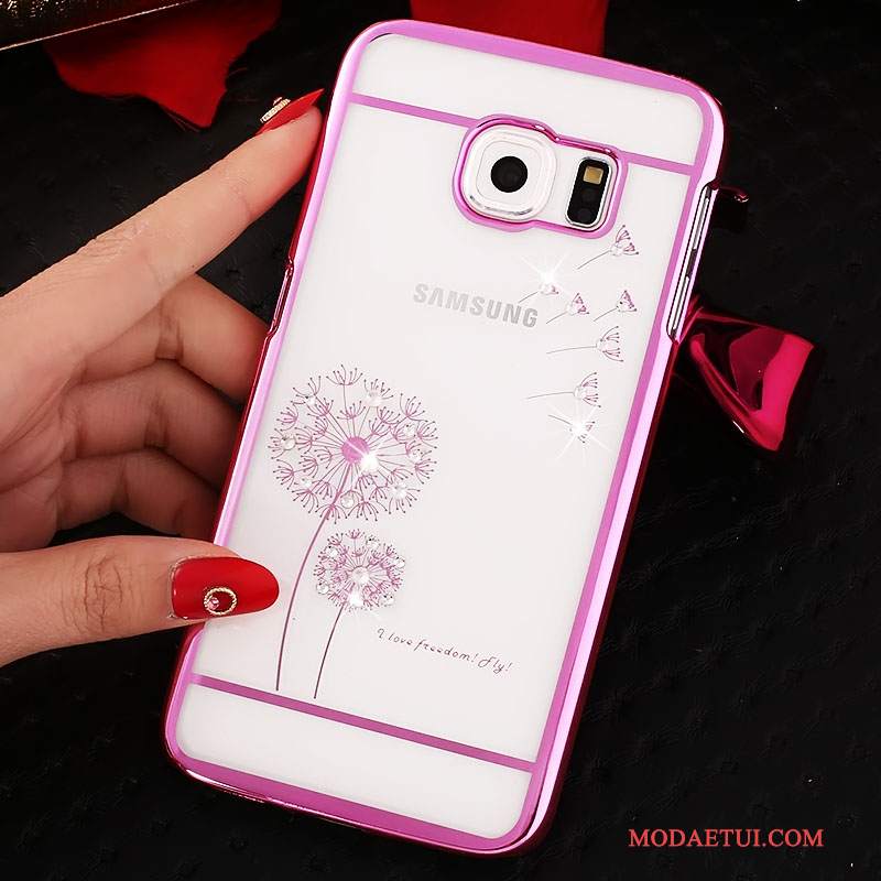 Futerał Samsung Galaxy S6 Edge Rhinestone Złotona Telefon, Etui Samsung Galaxy S6 Edge Ochraniacz Przezroczysty Trudno