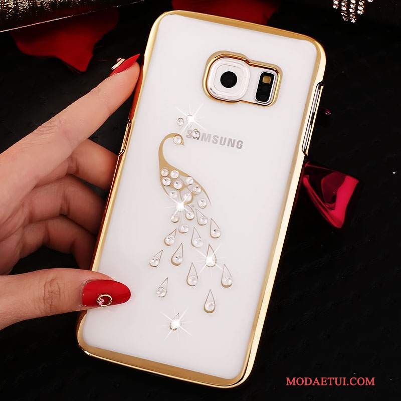 Futerał Samsung Galaxy S6 Edge Rhinestone Złotona Telefon, Etui Samsung Galaxy S6 Edge Ochraniacz Przezroczysty Trudno