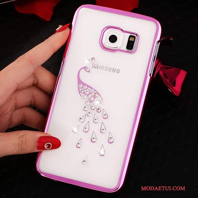 Futerał Samsung Galaxy S6 Edge Rhinestone Złotona Telefon, Etui Samsung Galaxy S6 Edge Ochraniacz Przezroczysty Trudno