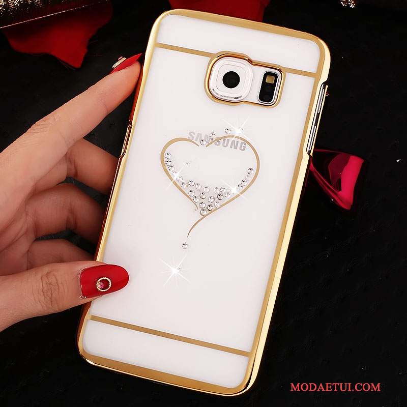 Futerał Samsung Galaxy S6 Edge Rhinestone Złotona Telefon, Etui Samsung Galaxy S6 Edge Ochraniacz Przezroczysty Trudno