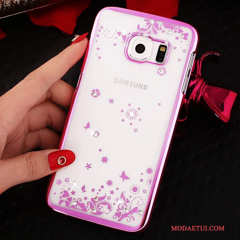 Futerał Samsung Galaxy S6 Edge Rhinestone Złotona Telefon, Etui Samsung Galaxy S6 Edge Ochraniacz Przezroczysty Trudno