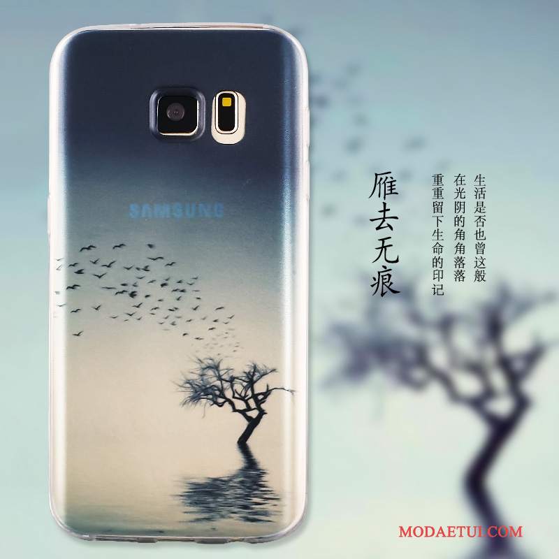Futerał Samsung Galaxy S6 Edge Silikonowe Niebieskina Telefon, Etui Samsung Galaxy S6 Edge Ochraniacz