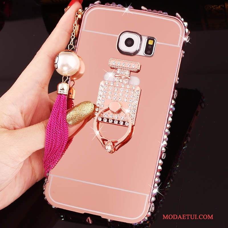 Futerał Samsung Galaxy S6 Edge + Torby Granica Różowe, Etui Samsung Galaxy S6 Edge + Rhinestone Na Telefon Ring