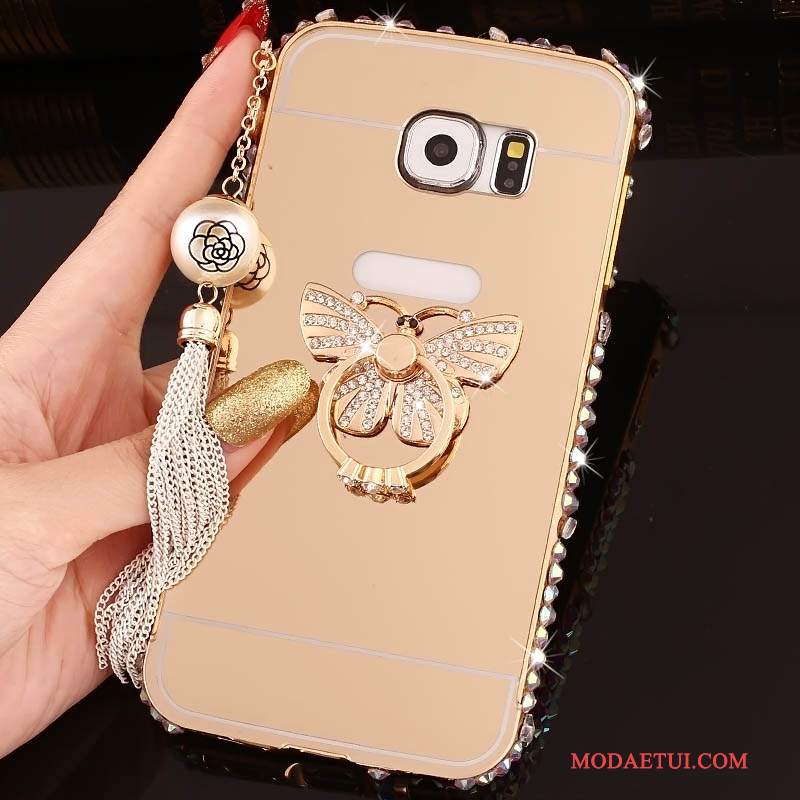 Futerał Samsung Galaxy S6 Edge + Torby Granica Różowe, Etui Samsung Galaxy S6 Edge + Rhinestone Na Telefon Ring