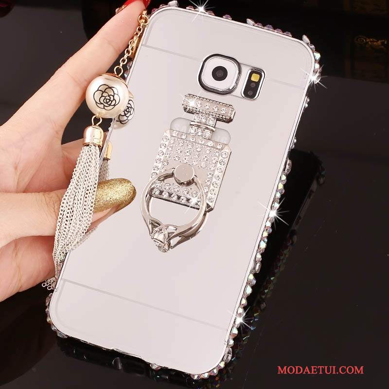 Futerał Samsung Galaxy S6 Edge + Torby Granica Różowe, Etui Samsung Galaxy S6 Edge + Rhinestone Na Telefon Ring