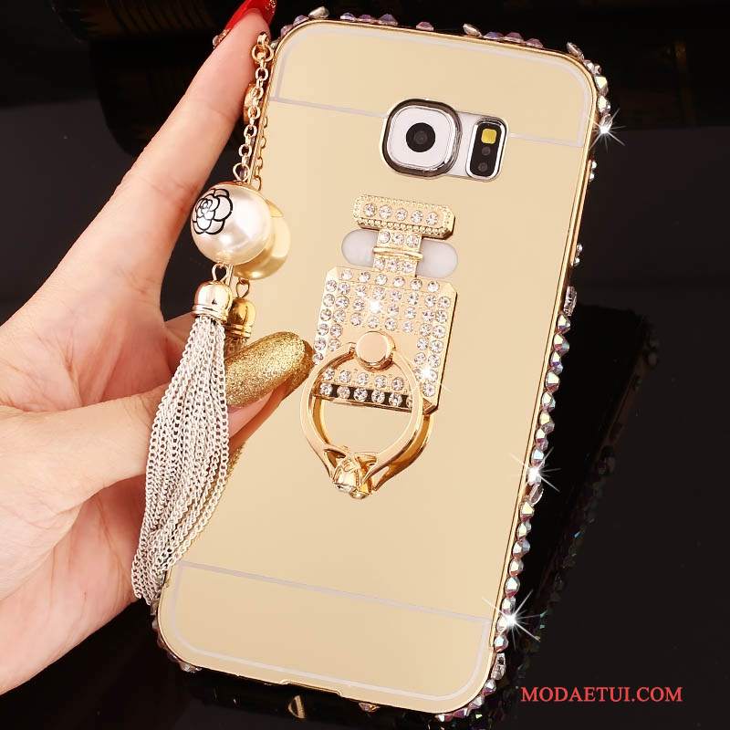 Futerał Samsung Galaxy S6 Edge + Torby Granica Różowe, Etui Samsung Galaxy S6 Edge + Rhinestone Na Telefon Ring