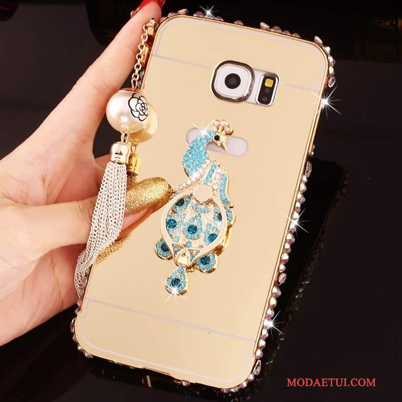 Futerał Samsung Galaxy S6 Edge + Torby Granica Różowe, Etui Samsung Galaxy S6 Edge + Rhinestone Na Telefon Ring