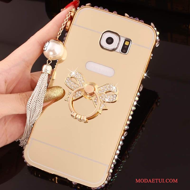 Futerał Samsung Galaxy S6 Edge + Torby Granica Różowe, Etui Samsung Galaxy S6 Edge + Rhinestone Na Telefon Ring