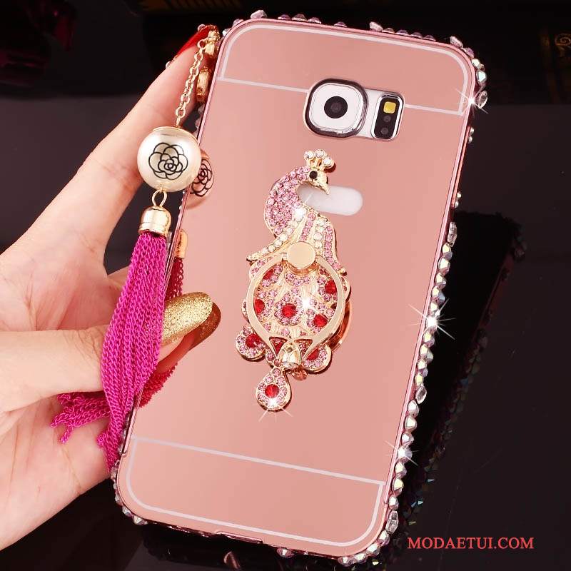 Futerał Samsung Galaxy S6 Edge + Torby Granica Różowe, Etui Samsung Galaxy S6 Edge + Rhinestone Na Telefon Ring