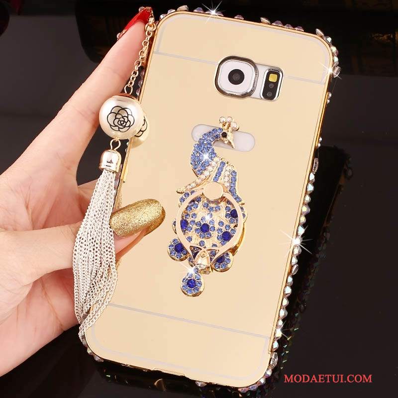 Futerał Samsung Galaxy S6 Edge + Torby Granica Różowe, Etui Samsung Galaxy S6 Edge + Rhinestone Na Telefon Ring