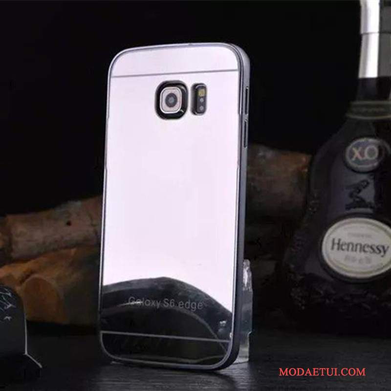 Futerał Samsung Galaxy S6 Edge Torby Lustro Tylna Pokrywa, Etui Samsung Galaxy S6 Edge Metal Różowe Granica