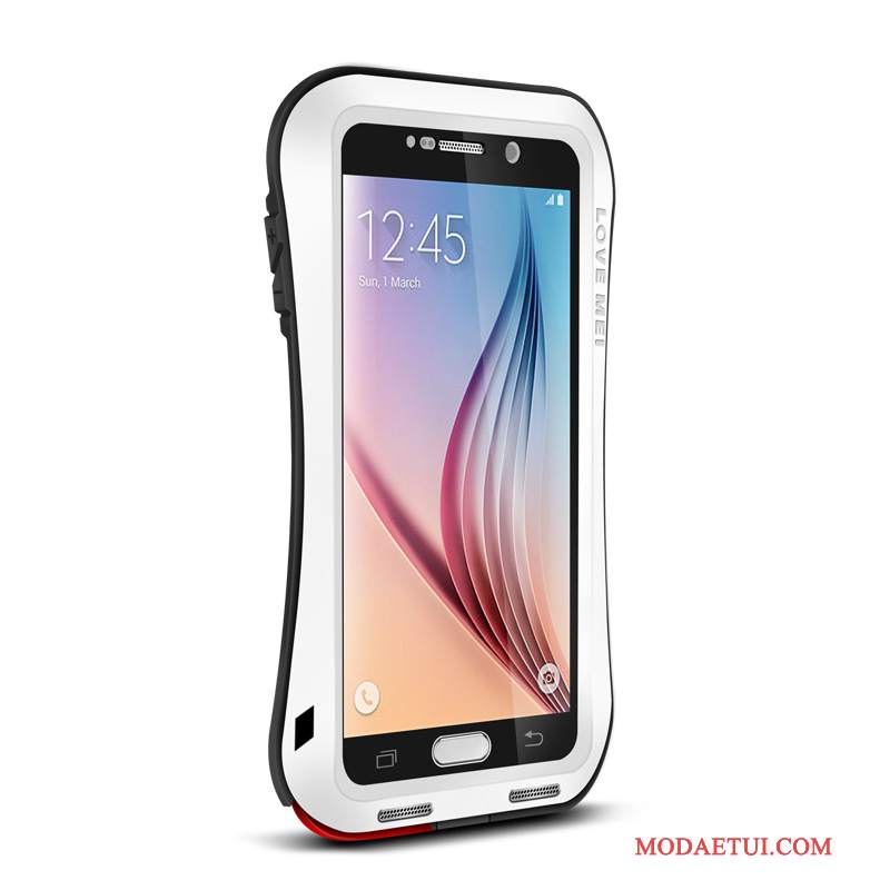 Futerał Samsung Galaxy S6 Silikonowe Trzy Mechanizmy Obronne Srebro, Etui Samsung Galaxy S6 Ochraniacz Anti-fallna Telefon