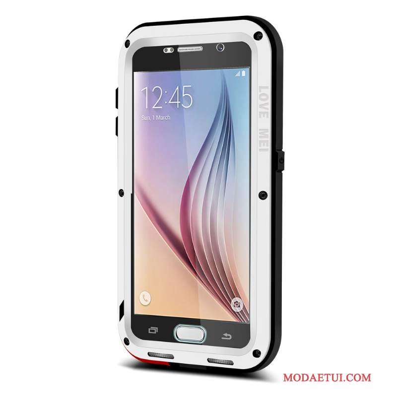 Futerał Samsung Galaxy S6 Silikonowe Trzy Mechanizmy Obronne Srebro, Etui Samsung Galaxy S6 Ochraniacz Anti-fallna Telefon