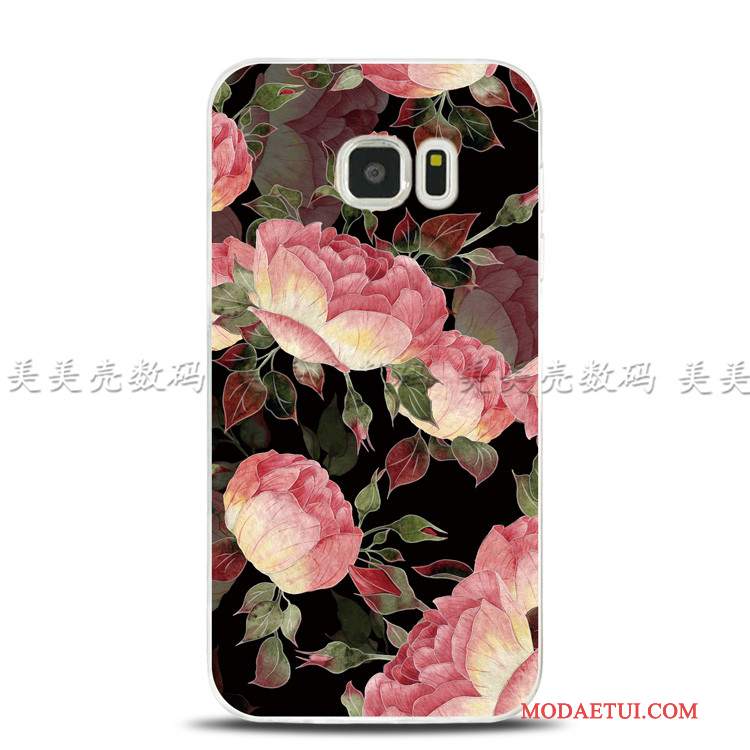 Futerał Samsung Galaxy S7 Edge Miękki Kwiaty Różowe, Etui Samsung Galaxy S7 Edge Relief Na Telefon Ring