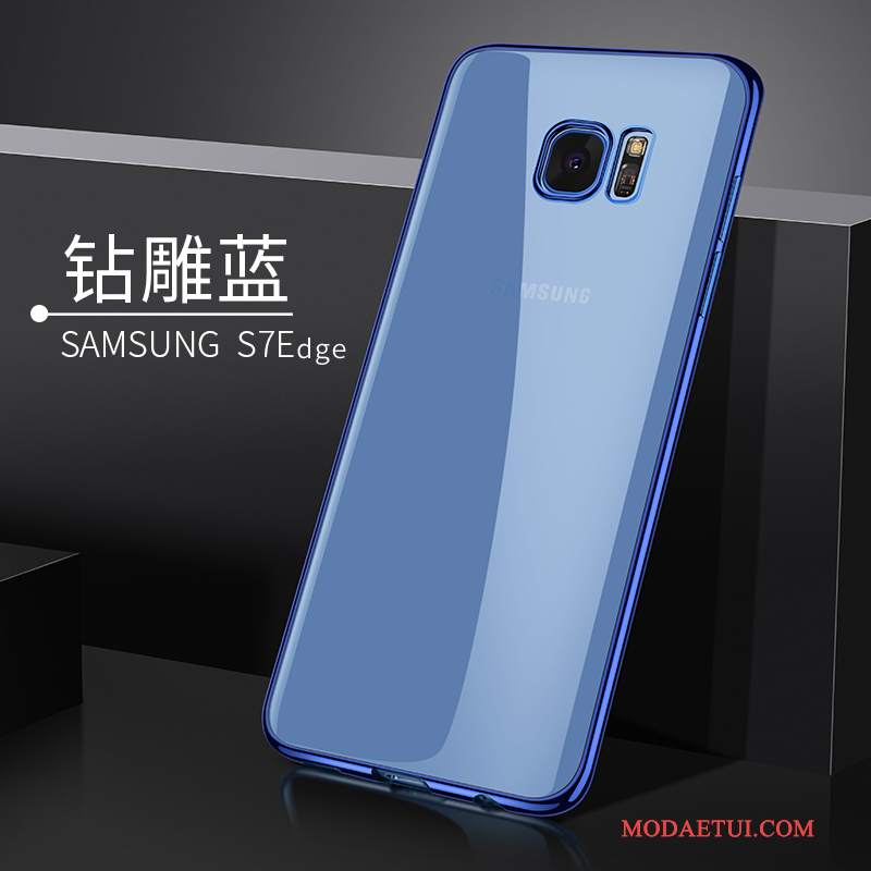 Futerał Samsung Galaxy S7 Edge Miękki Przezroczysty Złoto, Etui Samsung Galaxy S7 Edge Silikonowe Na Telefon Tendencja