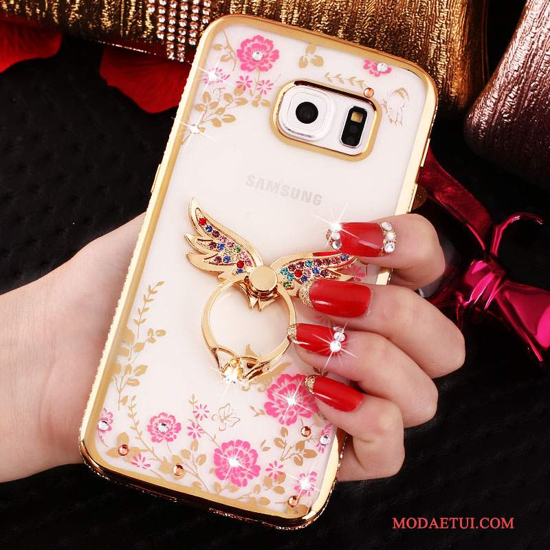 Futerał Samsung Galaxy S7 Edge Rhinestone Różowe Ring, Etui Samsung Galaxy S7 Edge Ochraniacz Wiszące Ozdoby Anti-fall