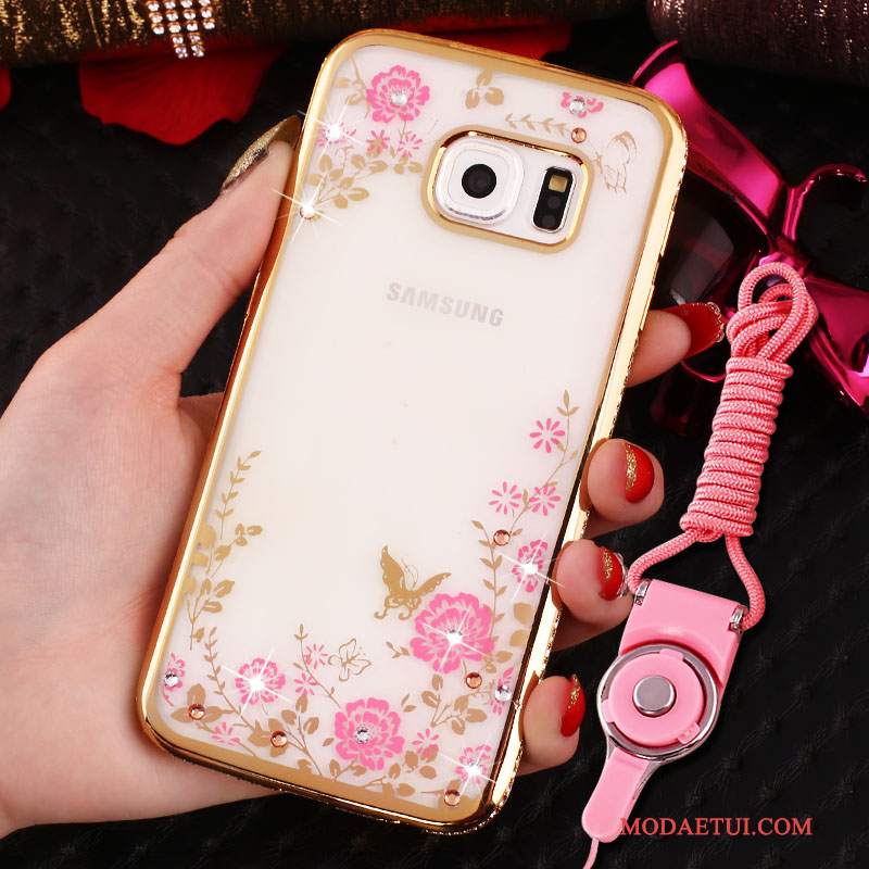 Futerał Samsung Galaxy S7 Edge Rhinestone Różowe Ring, Etui Samsung Galaxy S7 Edge Ochraniacz Wiszące Ozdoby Anti-fall