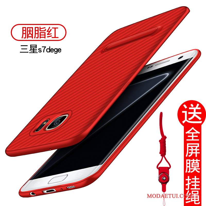 Futerał Samsung Galaxy S7 Edge Torby Czerwony Nubuku, Etui Samsung Galaxy S7 Edge Ochraniacz Tendencjana Telefon