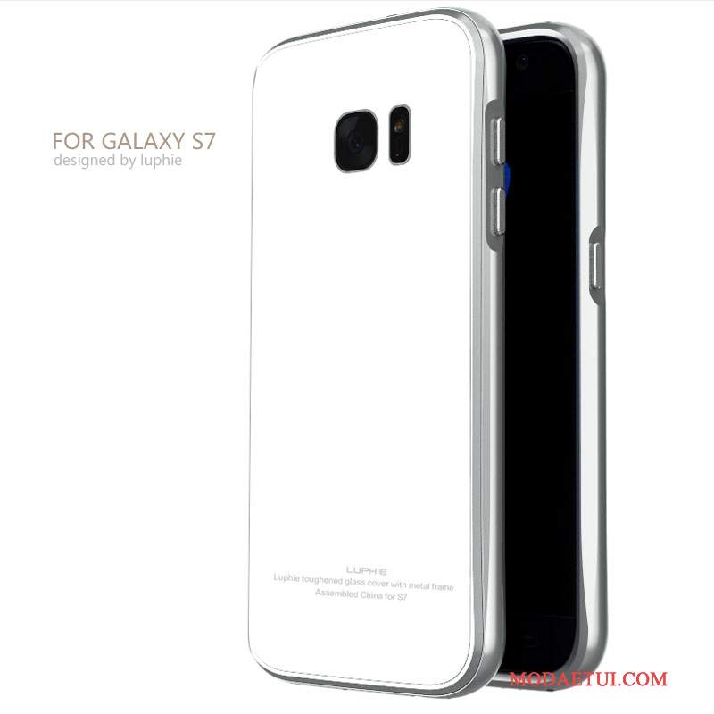 Futerał Samsung Galaxy S7 Metal Szkło Hartowane Czarny, Etui Samsung Galaxy S7 Ochraniacz Anti-fallna Telefon