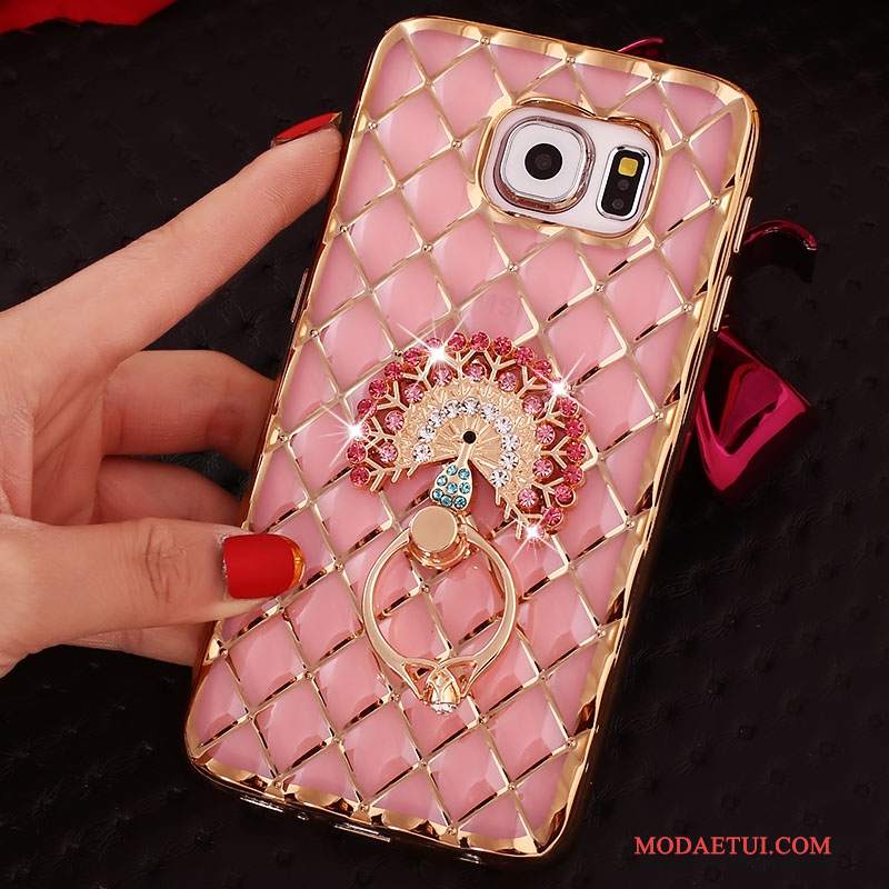 Futerał Samsung Galaxy S7 Silikonowe Różowe Cienkie, Etui Samsung Galaxy S7 Rhinestone Ring