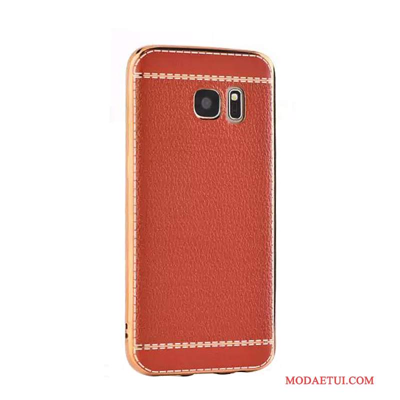 Futerał Samsung Galaxy S7 Skóra Biznes Wzór, Etui Samsung Galaxy S7 Miękki Czerwonyna Telefon
