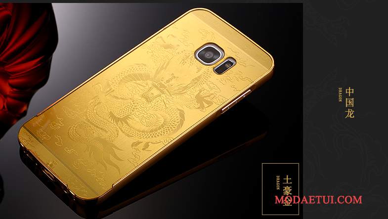 Futerał Samsung Galaxy S7 Torby Tendencja Złoto, Etui Samsung Galaxy S7 Metal Granicana Telefon