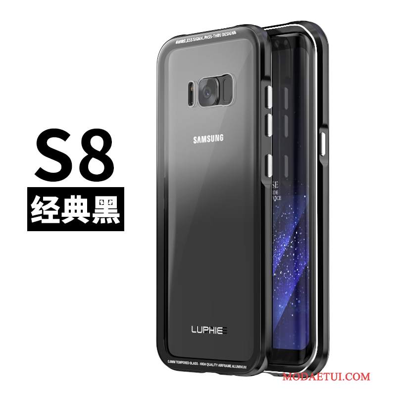 Futerał Samsung Galaxy S8 Kreatywne Granica Szkło Hartowane, Etui Samsung Galaxy S8 Metal Na Telefon Czarny