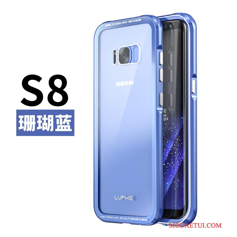 Futerał Samsung Galaxy S8 Kreatywne Granica Szkło Hartowane, Etui Samsung Galaxy S8 Metal Na Telefon Czarny