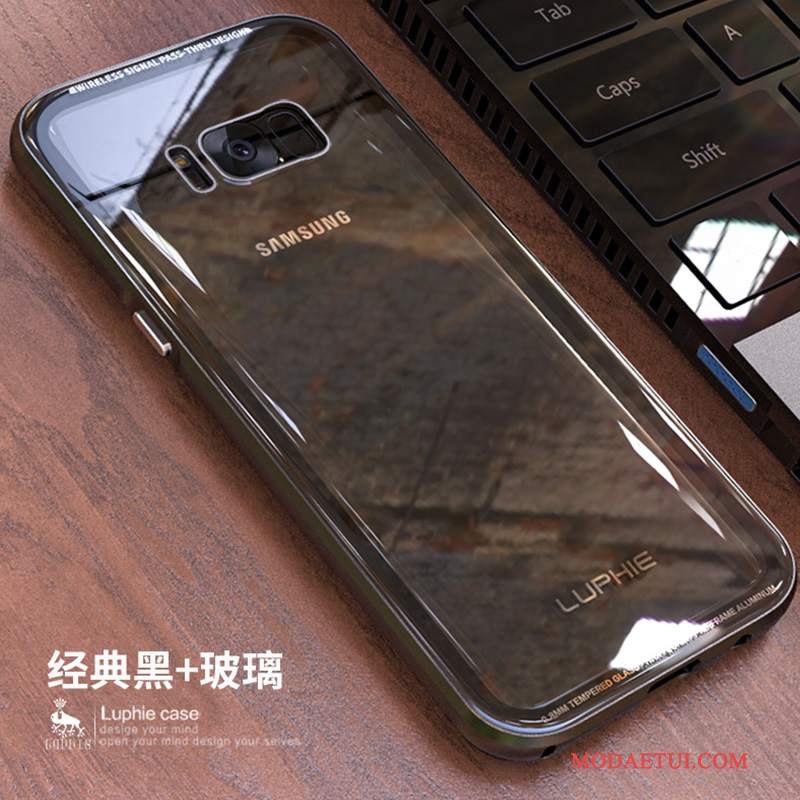 Futerał Samsung Galaxy S8 Kreatywne Granica Szkło Hartowane, Etui Samsung Galaxy S8 Metal Na Telefon Czarny