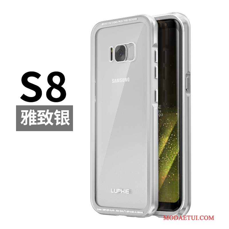 Futerał Samsung Galaxy S8 Kreatywne Granica Szkło Hartowane, Etui Samsung Galaxy S8 Metal Na Telefon Czarny