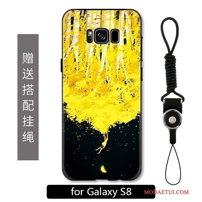 Futerał Samsung Galaxy S8 Kreatywne Na Telefon Żółty, Etui Samsung Galaxy S8 Relief Wiszące Ozdoby Anti-fall