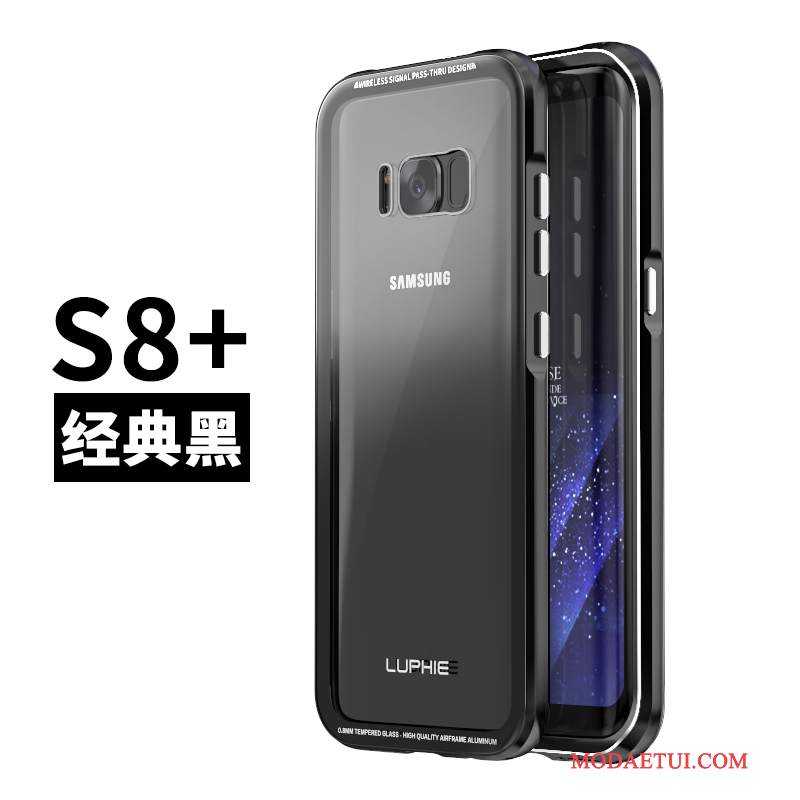 Futerał Samsung Galaxy S8+ Metal Złoto Granica, Etui Samsung Galaxy S8+ Ochraniacz Anti-fall Niebieski