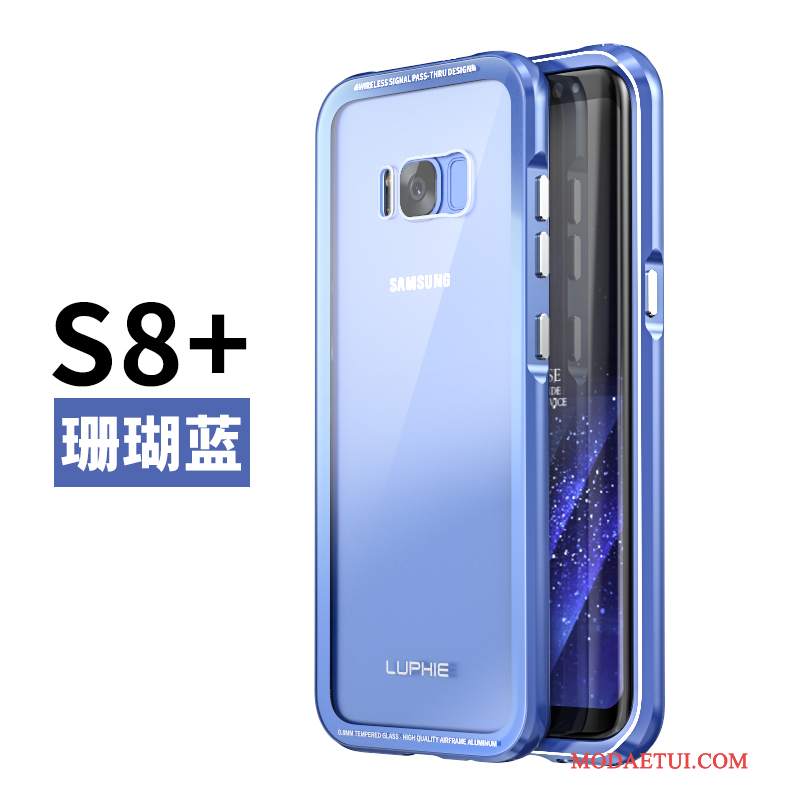 Futerał Samsung Galaxy S8+ Metal Złoto Granica, Etui Samsung Galaxy S8+ Ochraniacz Anti-fall Niebieski