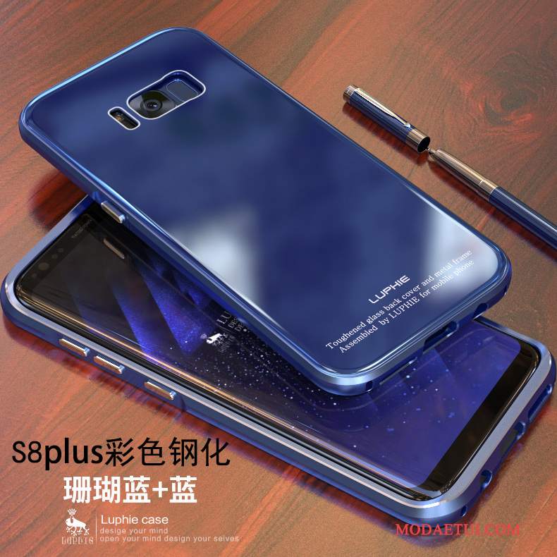 Futerał Samsung Galaxy S8+ Metal Złoto Granica, Etui Samsung Galaxy S8+ Ochraniacz Anti-fall Niebieski