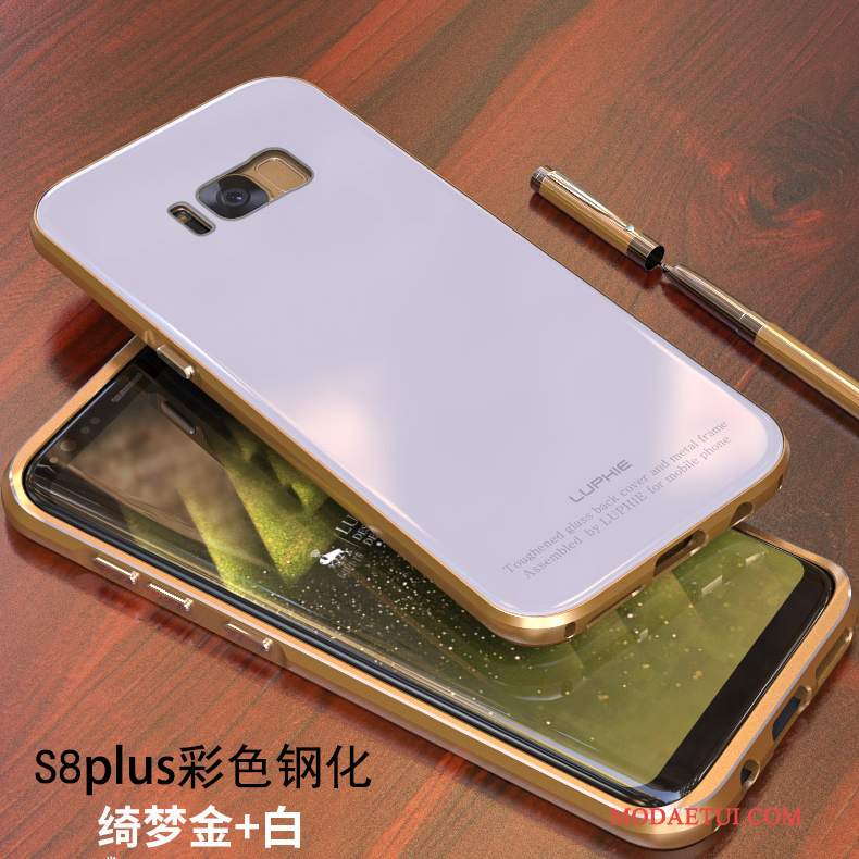 Futerał Samsung Galaxy S8+ Metal Złoto Granica, Etui Samsung Galaxy S8+ Ochraniacz Anti-fall Niebieski