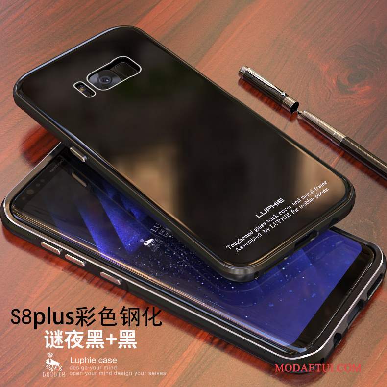 Futerał Samsung Galaxy S8+ Metal Złoto Granica, Etui Samsung Galaxy S8+ Ochraniacz Anti-fall Niebieski