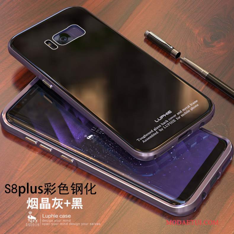 Futerał Samsung Galaxy S8+ Metal Złoto Granica, Etui Samsung Galaxy S8+ Ochraniacz Anti-fall Niebieski