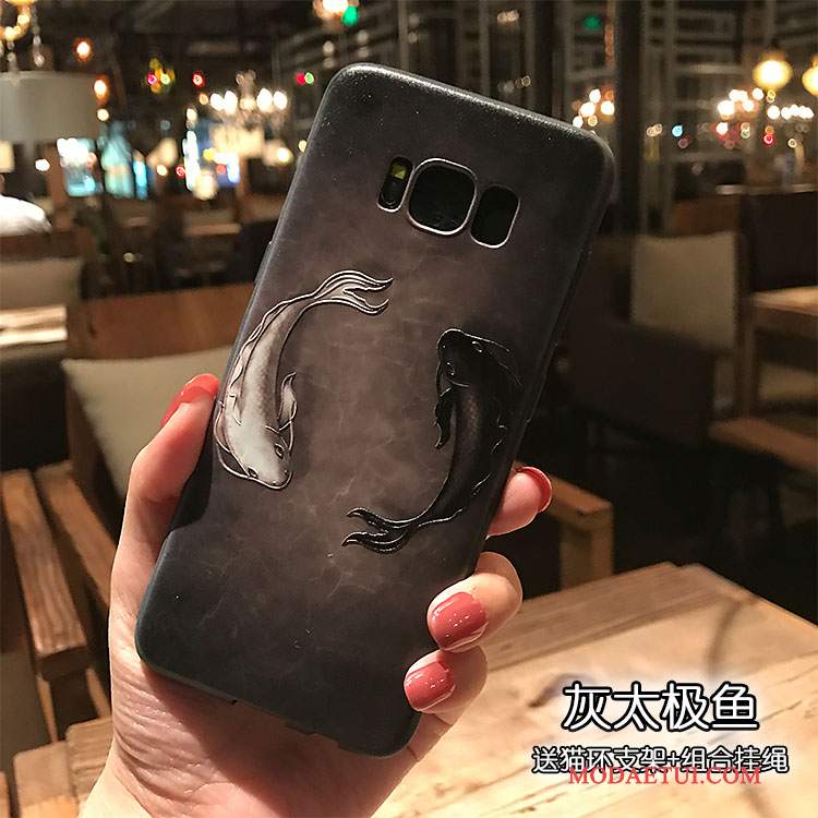 Futerał Samsung Galaxy S8+ Relief Nubukuna Telefon, Etui Samsung Galaxy S8+ Wspornik Czarny Kolor