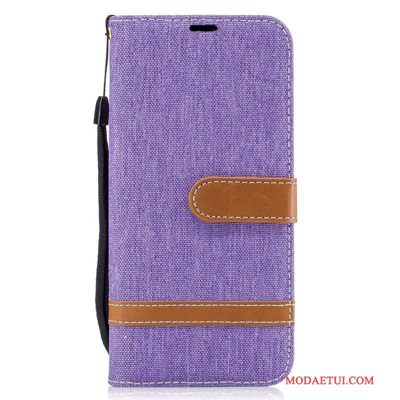 Futerał Samsung Galaxy S8 Skóra Denim Purpurowy, Etui Samsung Galaxy S8 Portfel