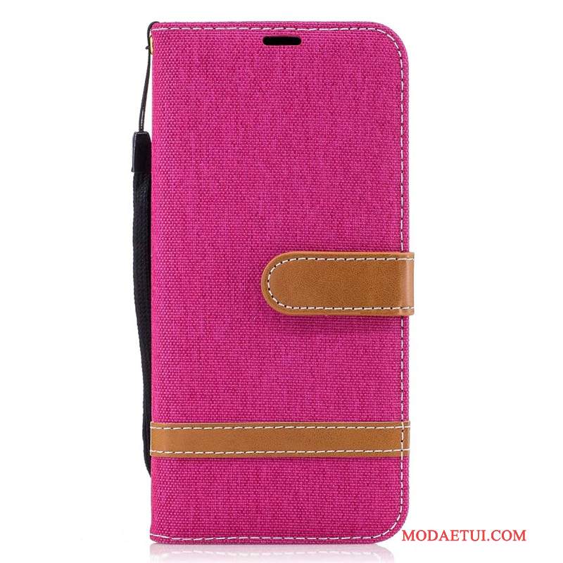 Futerał Samsung Galaxy S8 Skóra Denim Purpurowy, Etui Samsung Galaxy S8 Portfel