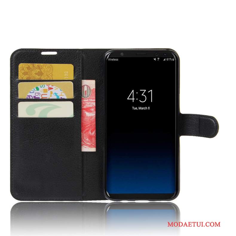 Futerał Samsung Galaxy S8 Skóra Karta Czarny, Etui Samsung Galaxy S8 Pokrowce Na Telefon