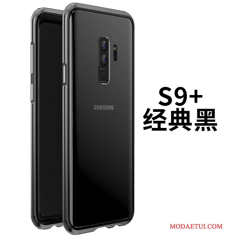 Futerał Samsung Galaxy S9+ Metal Niebieski Szkło, Etui Samsung Galaxy S9+ Torby Na Telefon Granica