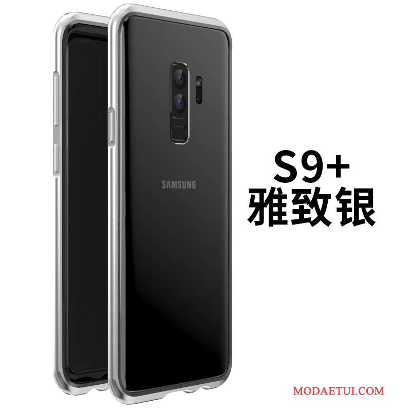 Futerał Samsung Galaxy S9+ Metal Niebieski Szkło, Etui Samsung Galaxy S9+ Torby Na Telefon Granica