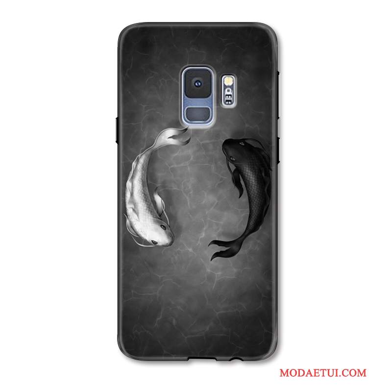 Futerał Samsung Galaxy S9+ Miękki Anti-fall Czarny, Etui Samsung Galaxy S9+ Relief Osobowość Crane