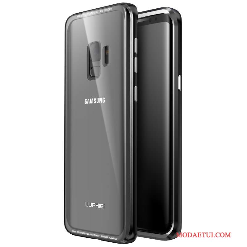 Futerał Samsung Galaxy S9 Ochraniacz Granica Tylna Pokrywa, Etui Samsung Galaxy S9 Torby Purpurowy Szkło Hartowane
