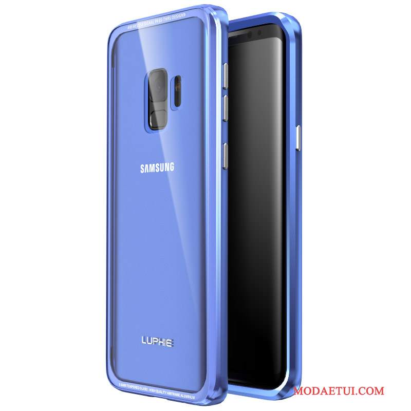 Futerał Samsung Galaxy S9 Ochraniacz Granica Tylna Pokrywa, Etui Samsung Galaxy S9 Torby Purpurowy Szkło Hartowane