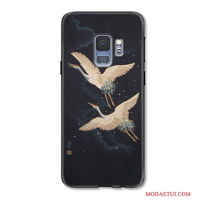 Futerał Samsung Galaxy S9+ Relief Anti-fall Osobowość, Etui Samsung Galaxy S9+ Ochraniacz Chiński Styl Czarny